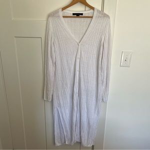 SKULL CASHMERE Allison Long Slub Linen Ribbed Duster Cardigan